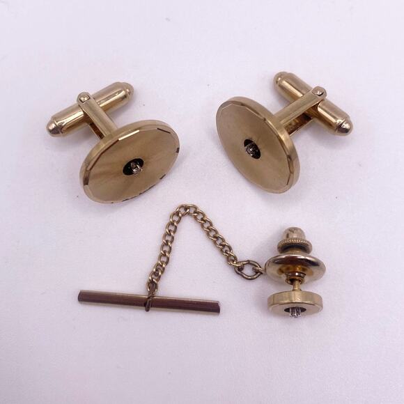 Anson Vintage Karatclad Cufflinks and Tie Tack - Picture 3 of 6
